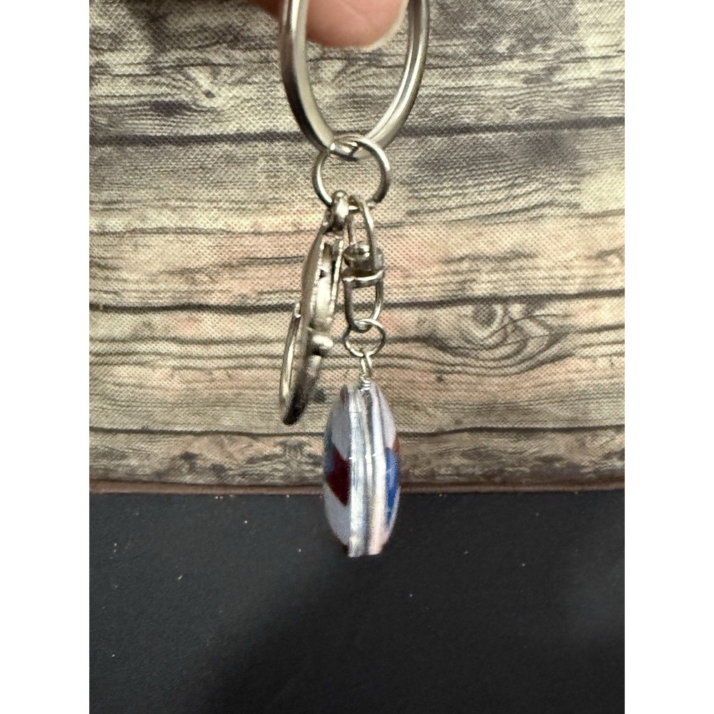 Puerto Rico Round Flag Keychain Metal Lobster Clasp Red White Blue Boricua - Picture 3 of 4